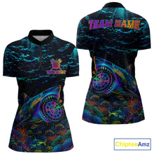 Load image into Gallery viewer, Personalized Ocean Blue Holographic Dartboard Womens Darts Shirt Custom Funny Shark Dart Team Jerseys NYN3203