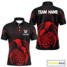 Load image into Gallery viewer, Custom Black And Red Grim Reaper Dartboard Dart Men Polo Shirt Outfits Dart Jerseys NYN1636