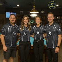 Load image into Gallery viewer, Black Blur 8 Ball Pool Polo &amp; 1/4-Zip Team Shirt For Women Personalized Billiards Ball Apparel NYN2453
