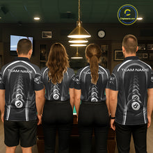 Load image into Gallery viewer, Black Blur 8 Ball Pool Polo &amp; 1/4-Zip Team Shirt For Women Personalized Billiards Ball Apparel NYN2453