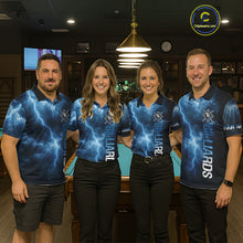 Load image into Gallery viewer, Thunder Lightning Blue Billiard Shirts For Women Custom Cracked 8 Ball Pool Billiard Team Jerseys NYN3044