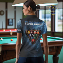 Load image into Gallery viewer, Thunder Lightning Blue Billiard Shirts For Women Custom Cracked 8 Ball Pool Billiard Team Jerseys NYN3044