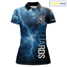 Load image into Gallery viewer, Thunder Lightning Blue Billiard Shirts For Women Custom Cracked 8 Ball Pool Billiard Team Jerseys NYN3044