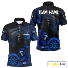 Load image into Gallery viewer, Custom Blue Smokes Flame Dartboard Grim Reaper Dart Men Polo Jerseys Dart Team Shirt NYN1655