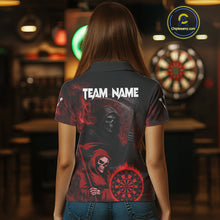 Load image into Gallery viewer, Custom Red Smokes Flame Dartboard Grim Reaper Dart Women Polo Jerseys Dart Team Shirt NYN1656