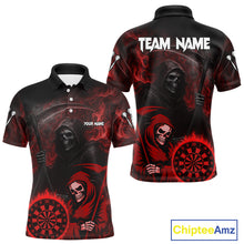 Load image into Gallery viewer, Custom Red Smokes Flame Dartboard Grim Reaper Dart Men Polo Jerseys Dart Team Shirt NYN1656