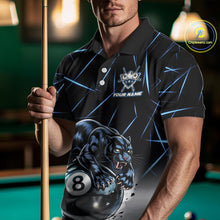 Load image into Gallery viewer, Blue Funny Panther 8 Ball Pool Polo &amp; 1/4-Zip Team Shirt For Men Custom 3D Billiards Ball Apparel NYN2462