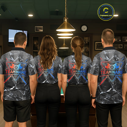 Glass Crack 8 Ball Pool Women Polo & 1/4-Zip Team Shirts Custom Fire Flame Billiards Ball Apparel NYN2463