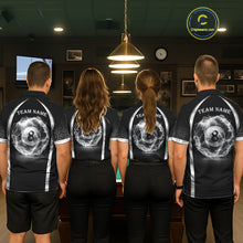 Load image into Gallery viewer, Black &amp; Silver Thunder Lightning White 8 Ball Billiard Jerseys For Men Custom Billiard Team Shirt NYN2834