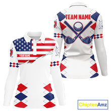 Load image into Gallery viewer, Womens US Flag Golf Shirts Patriotic Golf Jersey Custom Red And Blue Golf Polo Clothes, Golf Gifts NYN3054