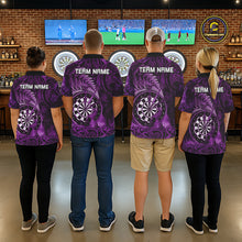 Load image into Gallery viewer, Personalized Fern Leaves Purple Fire Tribal Dart Polo Shirts For Men Dart Team Jerseys NYN2191
