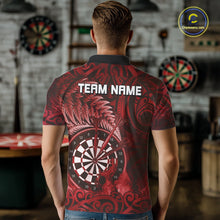 Load image into Gallery viewer, Personalized Fern Leaves Red Fire Tribal Dart Polo Shirts For Men Dart Team Jerseys NYN2192