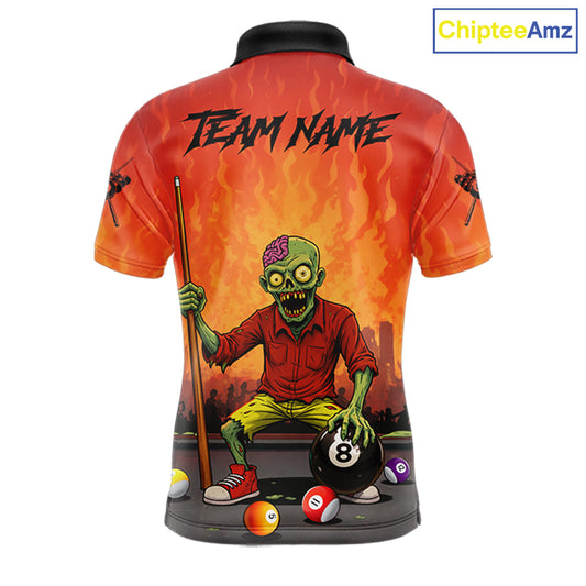 Skeleton Play 8 Ball Pool Men's Billiard Polo & 1/4 Zip Team Shirt Custom Funny Billiard Attire NYN2480