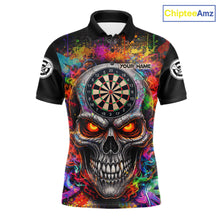 Load image into Gallery viewer, Colorful Smoke Cracked Skull Dartboard Dart Polo Shirts For Men Custom Splatter Dart Team Shirts NYN2682