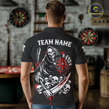 Load image into Gallery viewer, Red Dripping Grim Reaper Dartboard Skull Dart Polo Shirts For Men Custom Name For Dart Players NYN2684