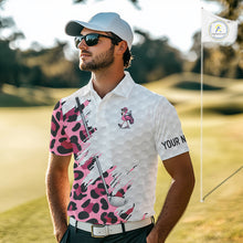 Load image into Gallery viewer, Camouflage Mens Golf Polo Shirt Custom Pink Funny Flamingo Pattern White Golf Team Shirts NYN2835