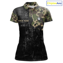 Load image into Gallery viewer, Black Grunge Camouflage Billiard Pool Shirt For Women Custom 8 Ball Billiard Team Jersey NYN3065
