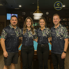 Load image into Gallery viewer, Black Grunge Camouflage Billiard Pool Shirt For Women Custom 8 Ball Billiard Team Jersey NYN3065