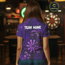 Load image into Gallery viewer, Custom Grunge Purple Dartboard Multi-Skull Dart Women Polo Shirt Dart Team Jerseys NYN1621