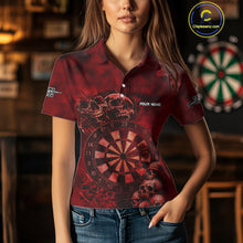 Load image into Gallery viewer, Custom Grunge Red Dartboard Multi-Skull Dart Women Polo Shirt Dart Team Jerseys NYN1622