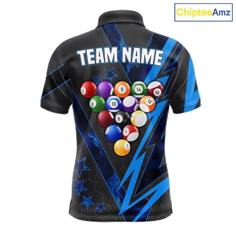 Grey & Blue Billiard Flame 8 Ball Pool Shirt For Men Personalized Team Billiard Tournament Jersey NYN3785