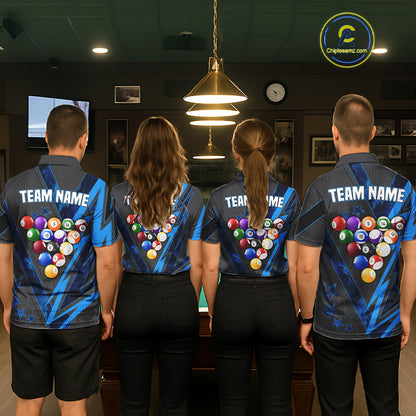 Grey & Blue Billiard Flame 8 Ball Pool Shirt For Men Personalized Team Billiard Tournament Jersey NYN3785
