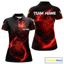 Load image into Gallery viewer, Custom Lightning Dartboard Red Skull Dart Women Polo Jerseys Dart Tournament Shirt NYN1670
