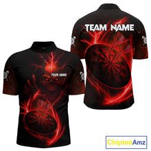 Load image into Gallery viewer, Custom Lightning Dartboard Red Skull Dart Men Quarter-Zip Jerseys Dart Tournament Shirt NYN1670