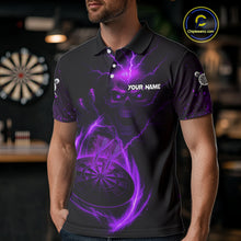 Load image into Gallery viewer, Custom Lightning Dartboard Purple Skull Dart Men Polo Jerseys Dart Tournament Shirt NYN1671