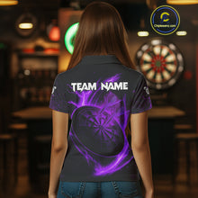 Load image into Gallery viewer, Custom Lightning Dartboard Purple Skull Dart Women Polo Jerseys Dart Tournament Shirt NYN1671