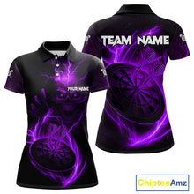 Load image into Gallery viewer, Custom Lightning Dartboard Purple Skull Dart Women Polo Jerseys Dart Tournament Shirt NYN1671