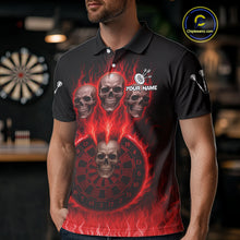 Load image into Gallery viewer, Custom Red Flames Dartboard Horror Multi Skull Dart Men Polo Jerseys Outfits Dart Shirt NYN1679
