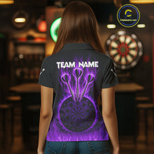 Load image into Gallery viewer, Custom Purple Flames Dartboard Horror Multi Skull Dart Women Polo Jerseys Outfits Dart Shirt NYN1680