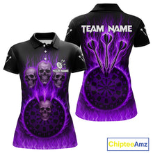 Load image into Gallery viewer, Custom Purple Flames Dartboard Horror Multi Skull Dart Women Polo Jerseys Outfits Dart Shirt NYN1680