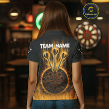 Load image into Gallery viewer, Custom Yellow Flames Dartboard Horror Multi Skull Dart Women Polo Jerseys Outfits Dart Shirt NYN1681