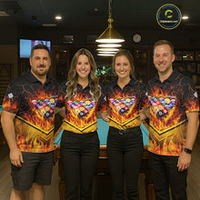 Load image into Gallery viewer, Yellow Flames Hexagon Pool Ball Set Billiards Shirt For Women Personalized Pool Balls 8 Billiard Attire NYN2690