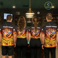 Load image into Gallery viewer, Yellow Flames Hexagon Pool Ball Set Billiards Shirt For Women Personalized Pool Balls 8 Billiard Attire NYN2690