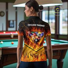 Load image into Gallery viewer, Yellow Flames Hexagon Pool Ball Set Billiards Shirt For Women Personalized Pool Balls 8 Billiard Attire NYN2690