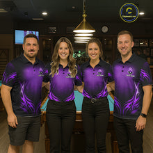 Load image into Gallery viewer, Custom Purple Flaming 8 Ball Billiard Shirts For Women Billiard League Billiard Team Shirts NYN2848