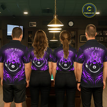 Load image into Gallery viewer, Custom Purple Flaming 8 Ball Billiard Shirts For Women Billiard League Billiard Team Shirts NYN2848