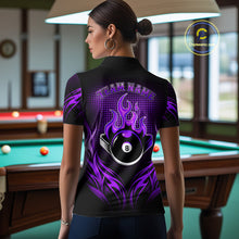 Load image into Gallery viewer, Custom Purple Flaming 8 Ball Billiard Shirts For Women Billiard League Billiard Team Shirts NYN2848