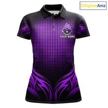 Load image into Gallery viewer, Custom Purple Flaming 8 Ball Billiard Shirts For Women Billiard League Billiard Team Shirts NYN2848