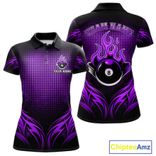 Load image into Gallery viewer, Custom Purple Flaming 8 Ball Billiard Shirts For Women Billiard League Billiard Team Shirts NYN2848