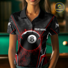 Load image into Gallery viewer, Black And Red Grunge Splatter 8 Ball Billiard Pool Shirt For Women Custom Outfits Billiard Team Attire NYN3220