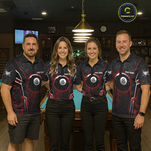 Load image into Gallery viewer, Black And Red Grunge Splatter 8 Ball Billiard Pool Shirt For Men Custom Outfits Billiard Team Attire NYN3220
