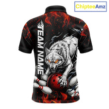Load image into Gallery viewer, Fire Flame Funny Wolf Bowling Ball Jersey For Men Personalized Bowling Team Shirts | Red NYN3226