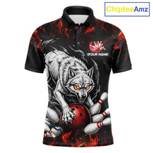 Load image into Gallery viewer, Fire Flame Funny Wolf Bowling Ball Jersey For Men Personalized Bowling Team Shirts | Red NYN3226