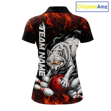 Load image into Gallery viewer, Fire Flame Funny Wolf Bowling Ball Jersey For Women Personalized Bowling Team Shirts | Red NYN3226