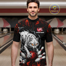 Load image into Gallery viewer, Fire Flame Funny Wolf Bowling Ball Jersey For Men Personalized Bowling Team Shirts | Red NYN3226