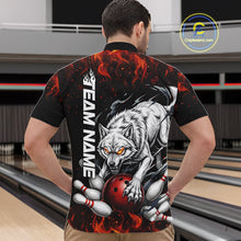 Load image into Gallery viewer, Fire Flame Funny Wolf Bowling Ball Jersey For Men Personalized Bowling Team Shirts | Red NYN3226